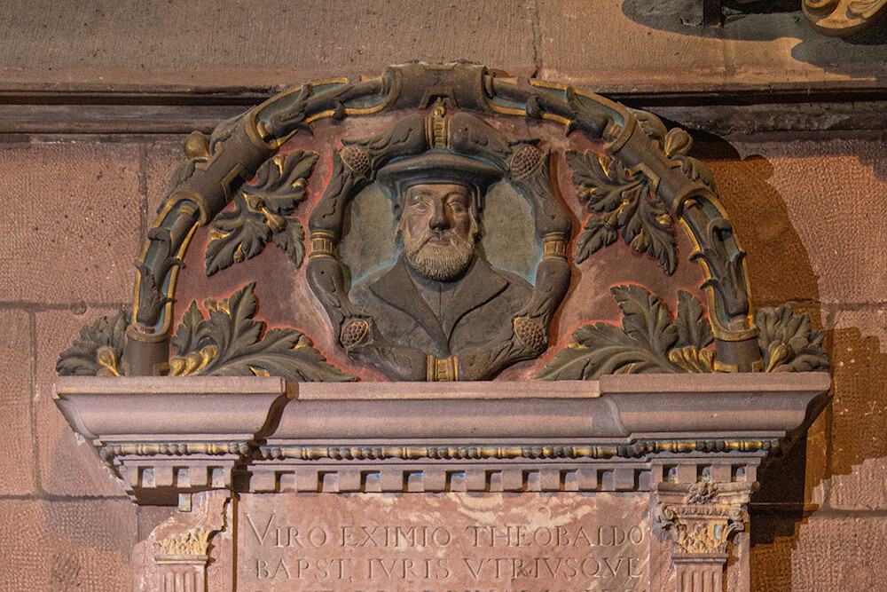 Epitaph für den Professor der Rechtswissenschaft Ulrich Zasius, Sandstein.