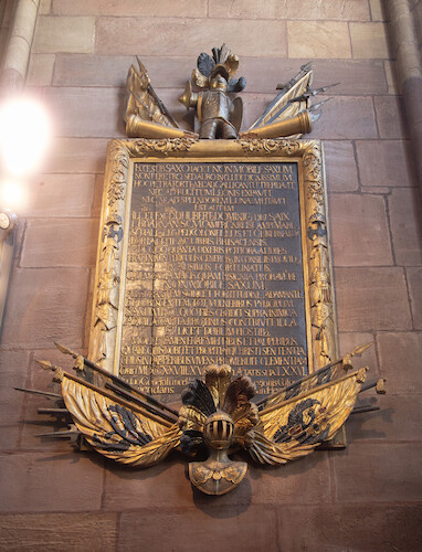 The memorial plaque of the governor of the town and fortress of Breisach, Hubert Dominik von Saix (died 1728).